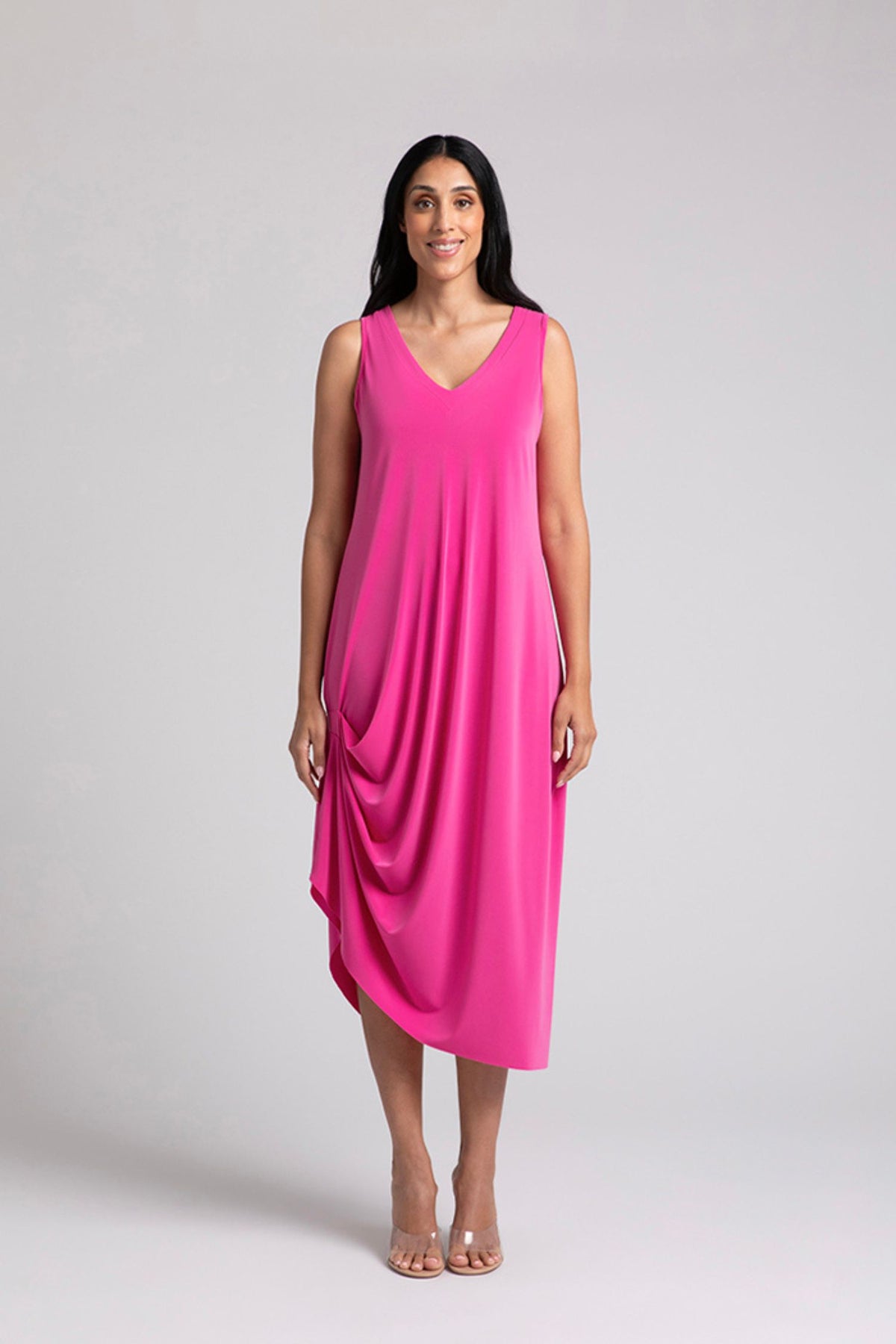 Sympli Sleeveless Drama Dress - Style 28168, front, peony