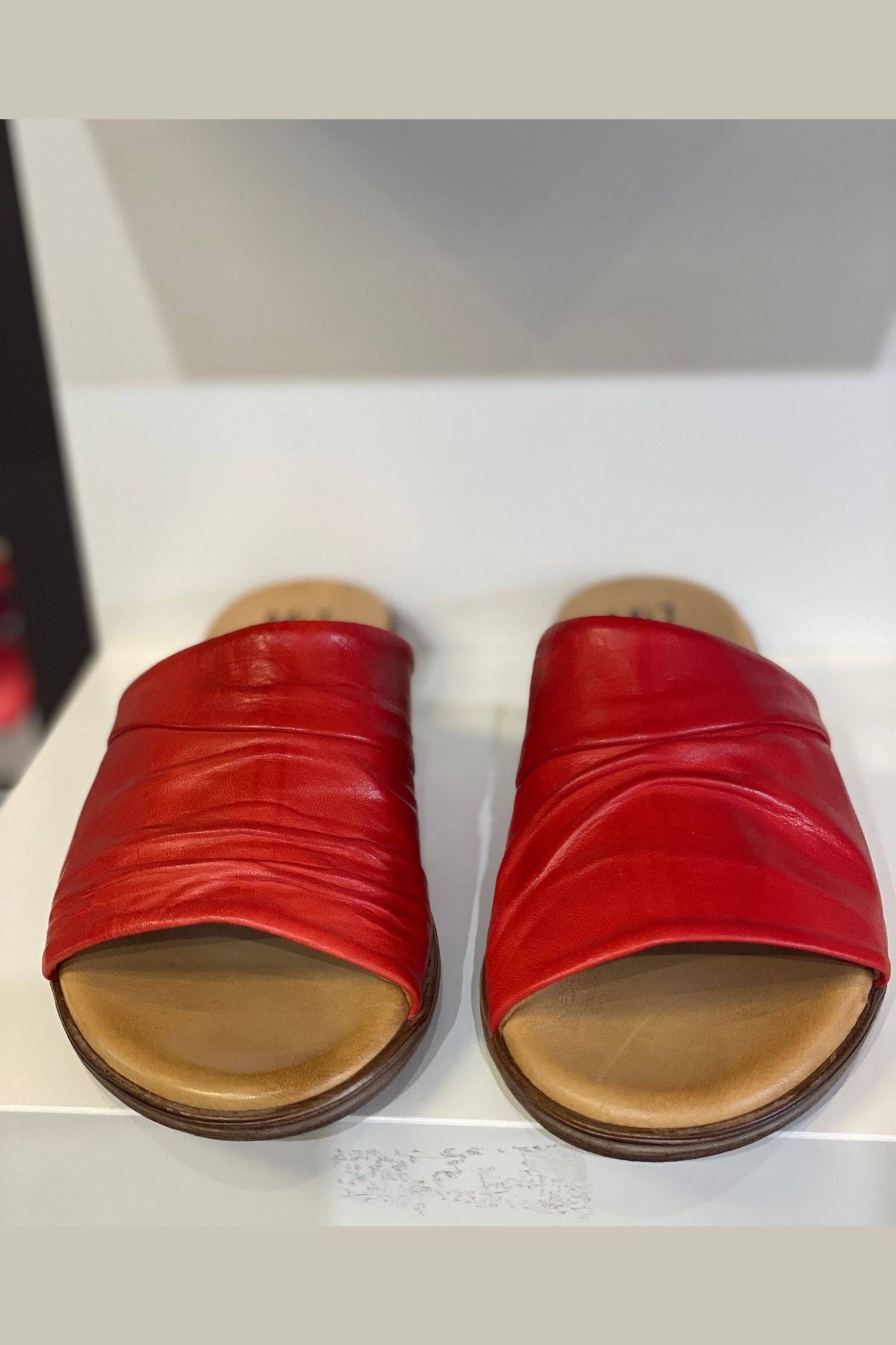 Miz Mooz Slide Sandal - Style Delilah, front, scarlet