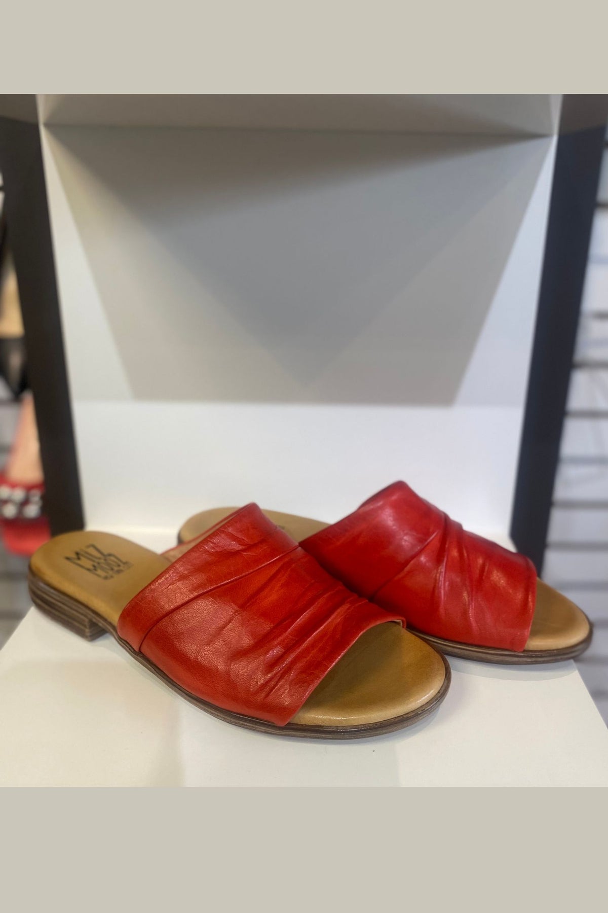 Miz Mooz Slide Sandal - Style Delilah, pair, scarlet