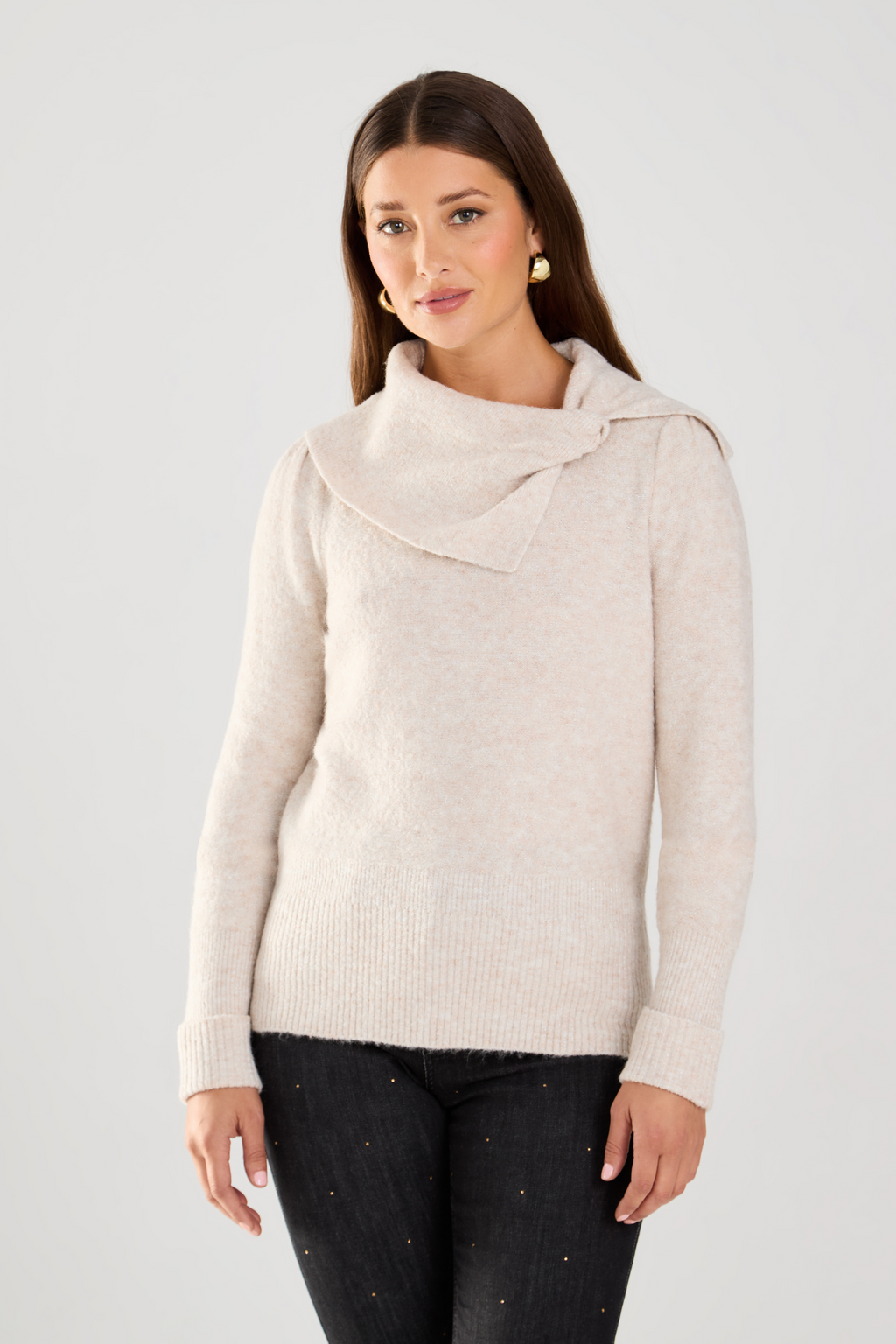 Bow neck sweater on sale