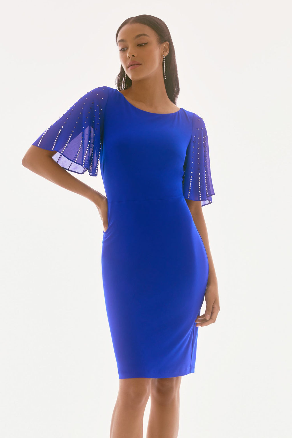 Joseph Ribkoff Silky Knit Embellished Collar Fitted Dress