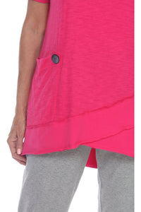 Neon Buddha Happy Place Tunic - Style 11952, pocket and hem, pink