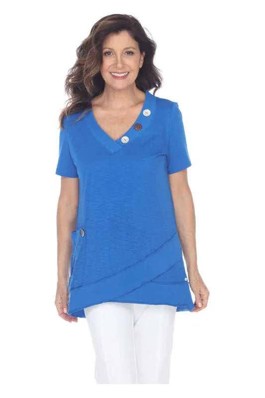 Neon Buddha Happy Place Tunic - Style 11952, front, cobalt