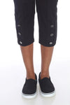 Neon Buddha Right Choice Capri - Style11954, hem and button detailing