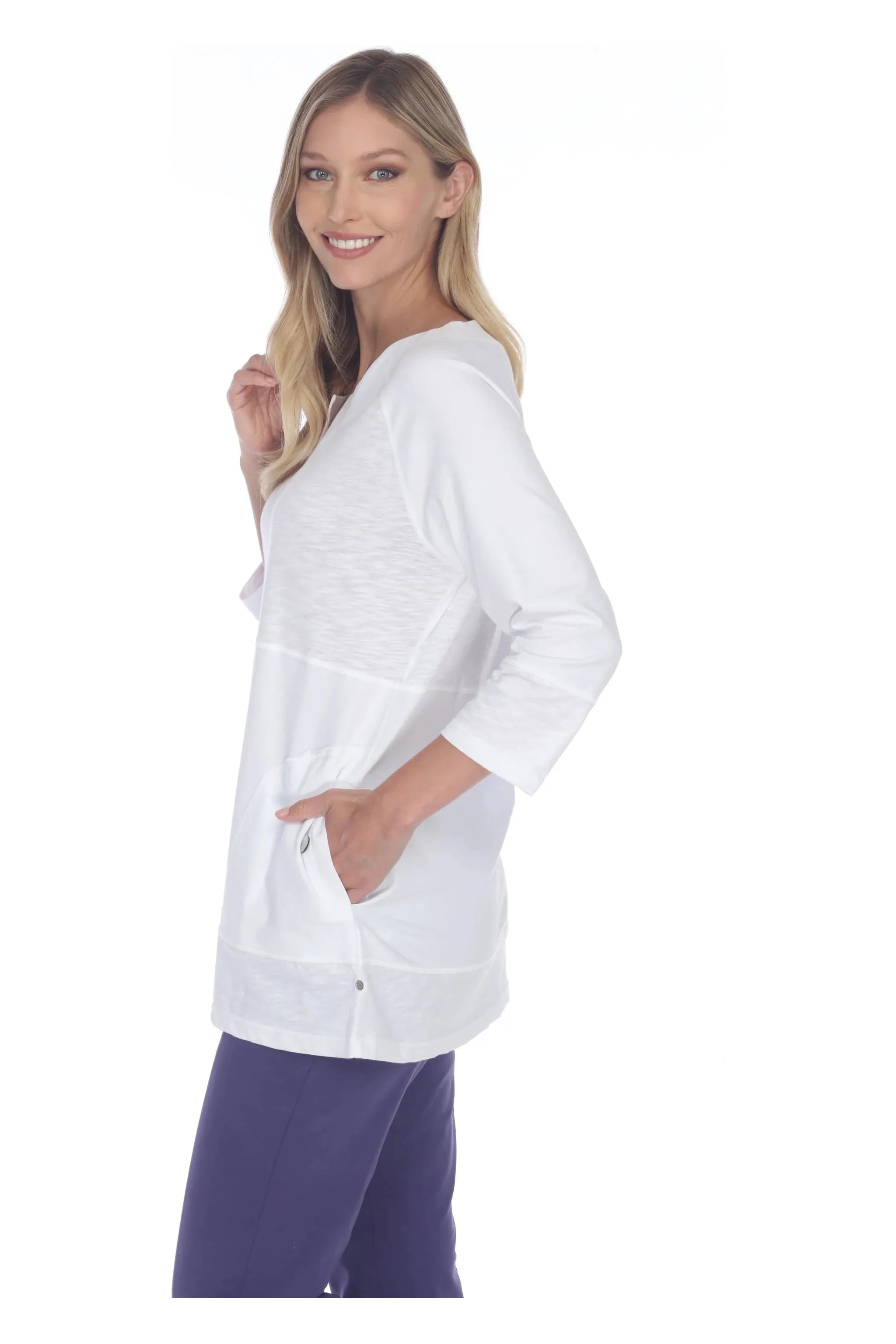 Neon Buddha Tunic - Style 11969, pocket, white