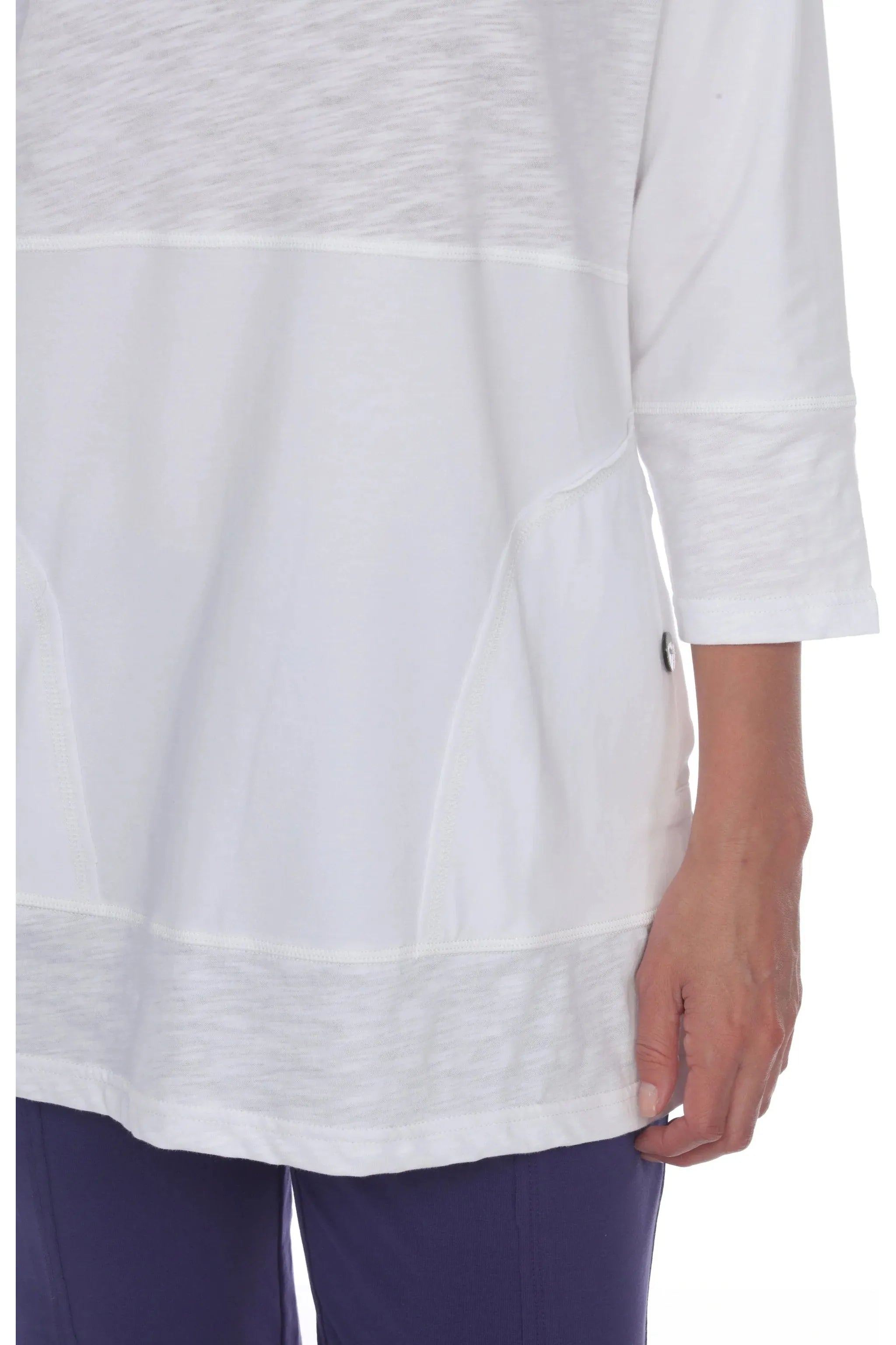 Neon Buddha Tunic - Style 11969, front hemline, white