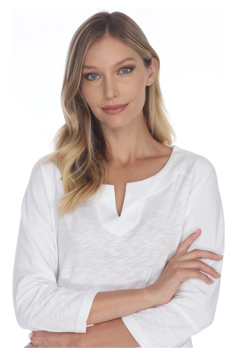 Neon Buddha Tunic - Style 11969, neckline, white