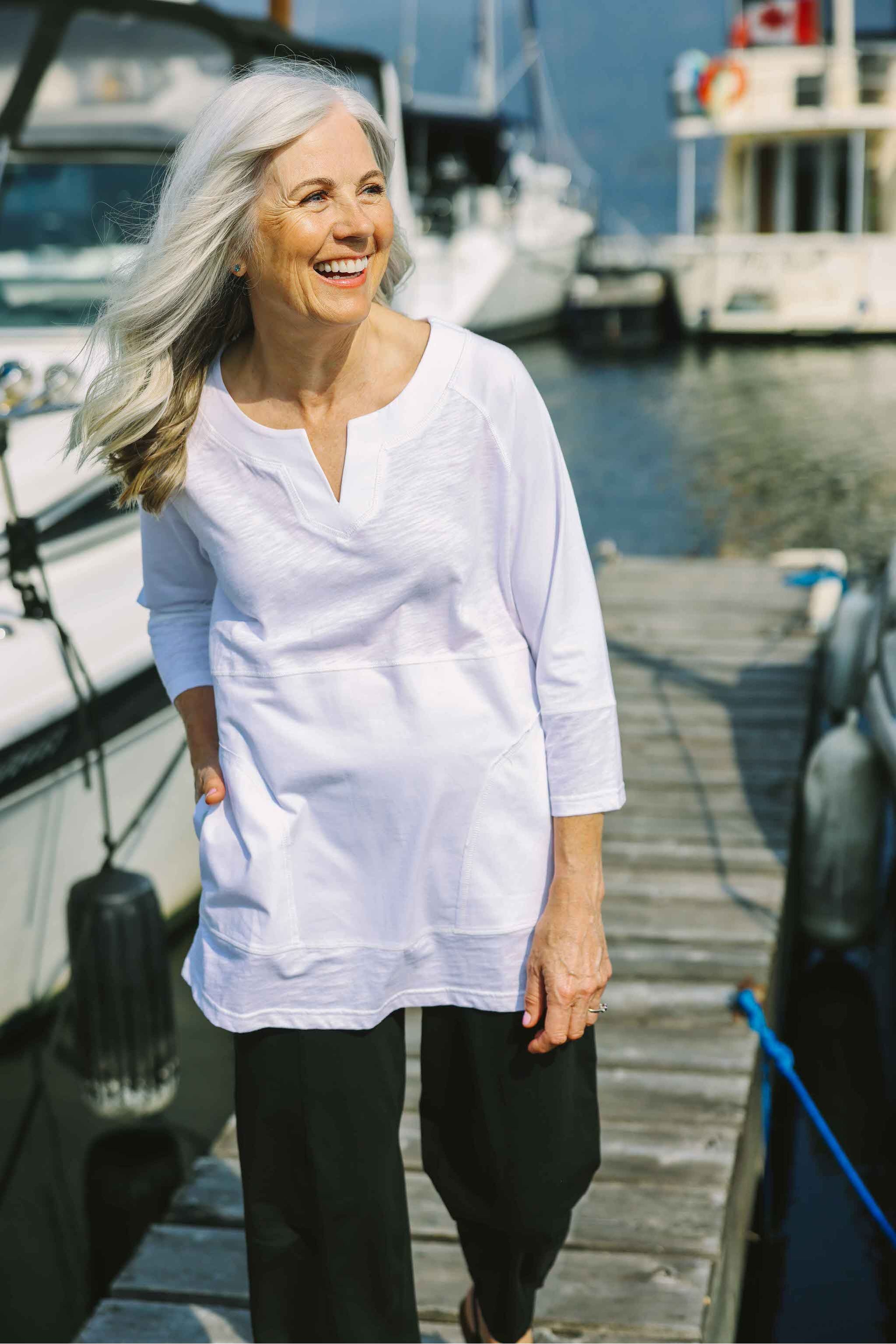Neon Buddha Tunic - Style 11969, lifestyle, white