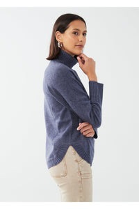 FDJ Turtleneck Shirttail Hem Sweater - Style 1515333, side, indigo