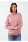 FDJ Turtleneck Shirttail Hem Sweater - Style 1515333, front, peony