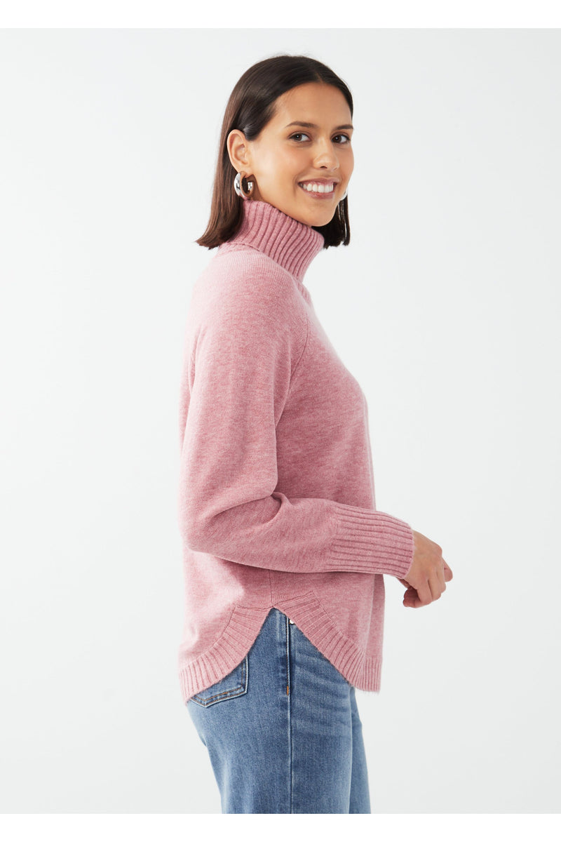 FDJ Turtleneck Shirttail Hem Sweater - Style 1515333, side, peony