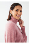 FDJ Turtleneck Shirttail Hem Sweater - Style 1515333, closeup side, peony