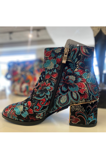 Floral embroidered 2025 ankle boots