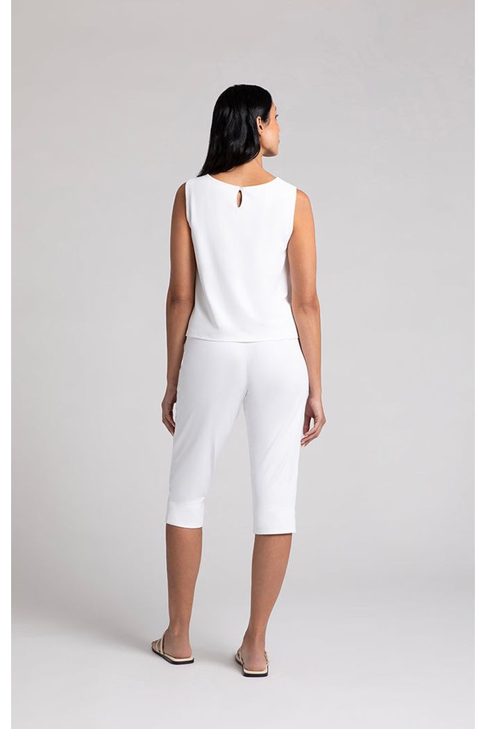 Sympli Flared Shell Top - Style 21218, back, white
