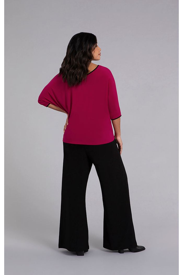 Sympli Tipped Cinch Top - Style 22268CB-4, back, magenta