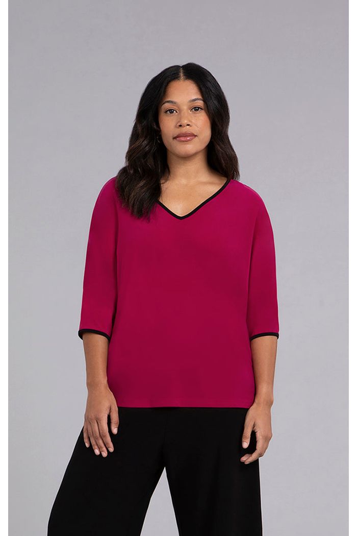 Sympli Tipped Cinch Top - Style 22268CB-4, front, magenta