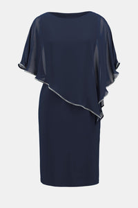 Joseph Ribkoff Signature Chiffon Overlay Dress - Style 223762, midnight blue