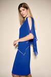 Joseph Ribkoff Signature Chiffon Overlay Dress - Style 223762, side, royal sapphire