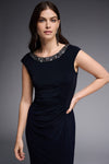 Joseph Ribkoff Signature Embellished Neckline Dress - Style 231709, closeup