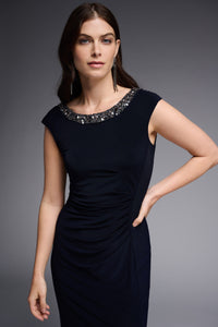 Joseph Ribkoff Signature Embellished Neckline Dress - Style 231709, closeup