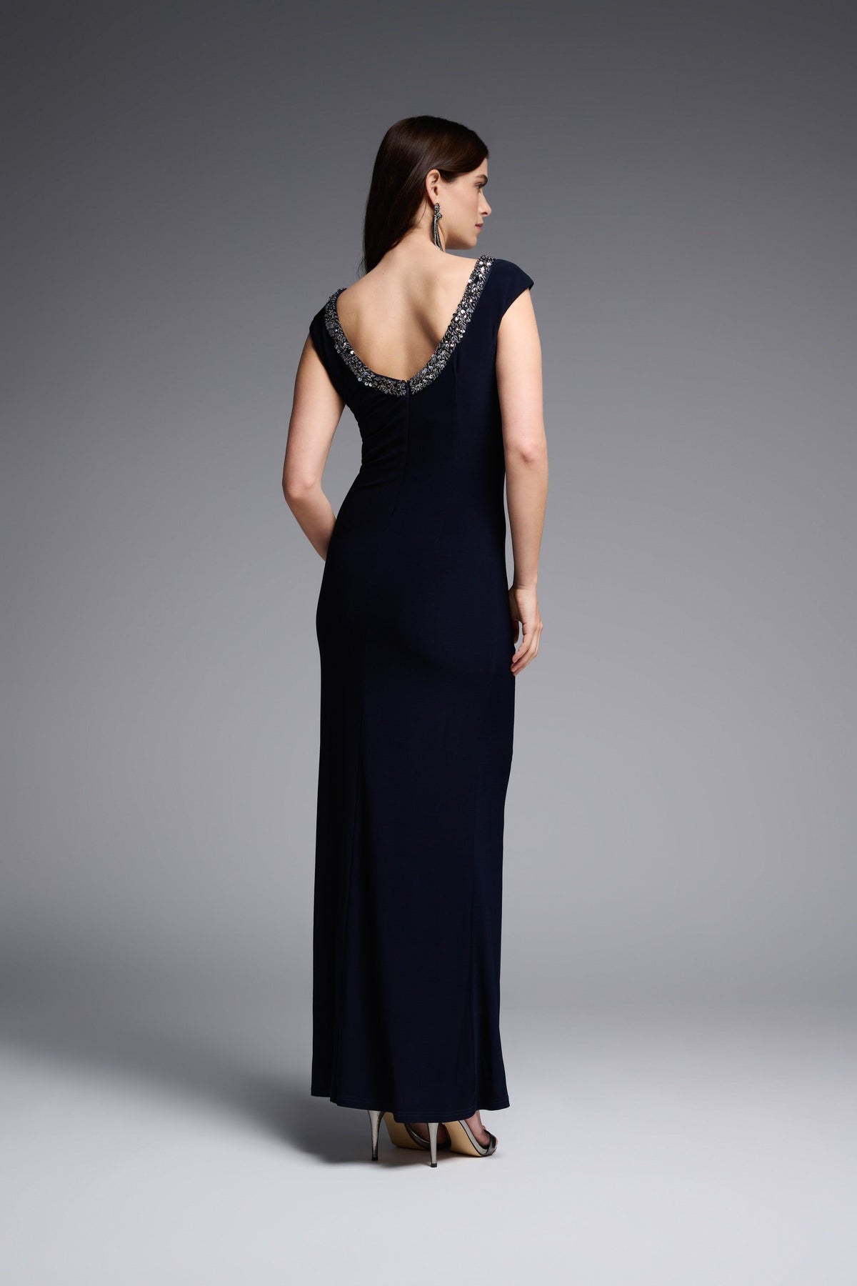 Joseph Ribkoff Signature Embellished Neckline Dress - Style 231709, back