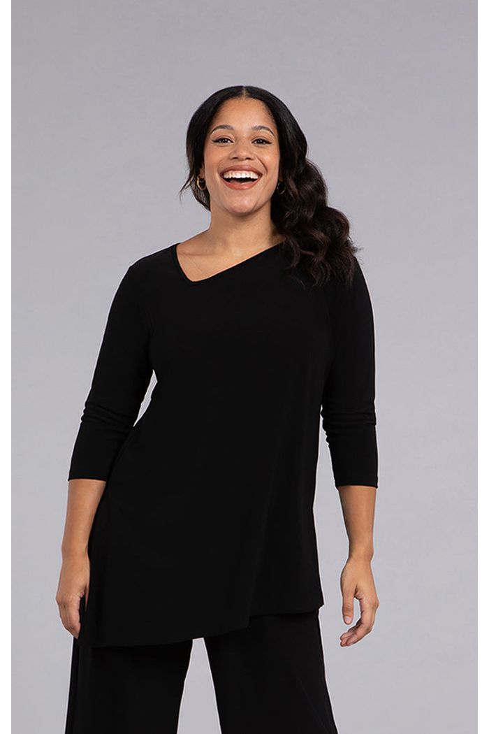 Sympli Angle Tunic - Style 23207-2, front, black