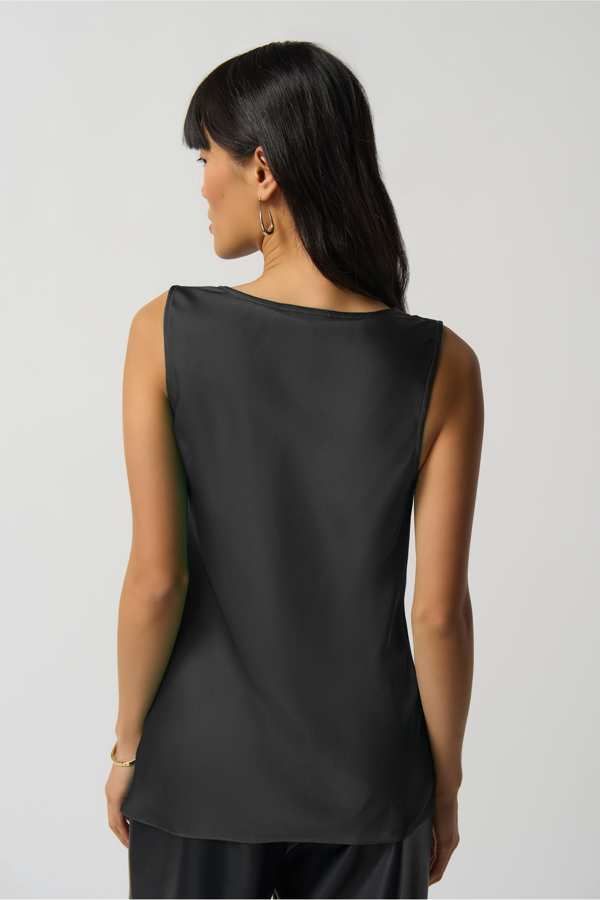 Joseph Ribkoff Cowl Neck Satin Top - Style 233048, back, black