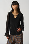 Joseph Ribkoff Ruffle Sleeve Top - Style 233111, front