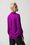 Joseph Ribkoff Notched Collar Satin Blouse - Style 233135, back, opulence