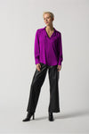 Joseph Ribkoff Notched Collar Satin Blouse - Style 233135, front2, opulence
