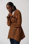 Joseph Ribkoff Scuba Suede Jacket - Style 233183, zipped up