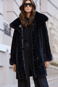 Joseph Ribkoff Faux Fur Reversible Puffer Coat - Style 233900, lifestyle2