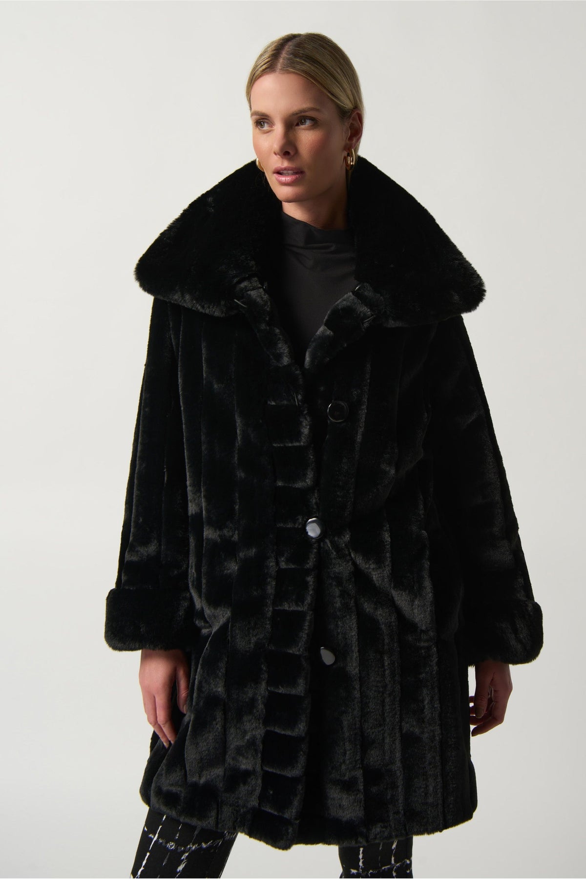 Joseph Ribkoff Faux Fur Reversible Puffer Coat - Style 233900, front3