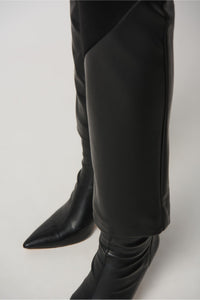 Joseph Ribkoff Heavy Knit And Faux Leather Pants - Style 234036, hem