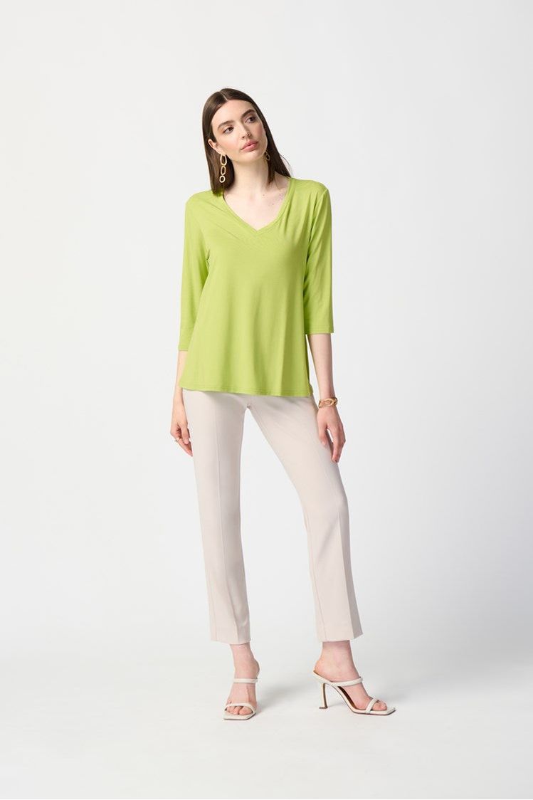 Joseph Ribkoff Bamboo Jersey Trapeze Top - Style 241038, front, keylime