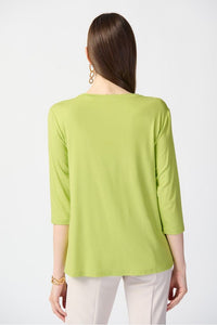 Joseph Ribkoff Bamboo Jersey Trapeze Top - Style 241038, back, keylime