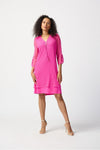Joseph Ribkoff Silky Knit Layered Dress - Style 241115, front2, ultra pink