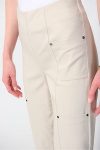 Joseph Ribkoff Millennium Crop Pull-On Pants - Style 241163, side closeup, moonstone