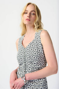 Joseph Ribkoff Geometric Print Millennium Sheath Dress - Style 241171, front closeup