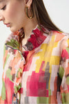 Joseph Ribkoff Abstract Print Woven Jacket - Style 241222, collar