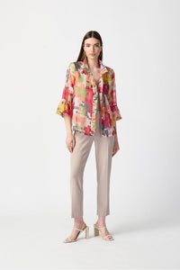 Joseph Ribkoff Abstract Print Woven Jacket - Style 241222, front open