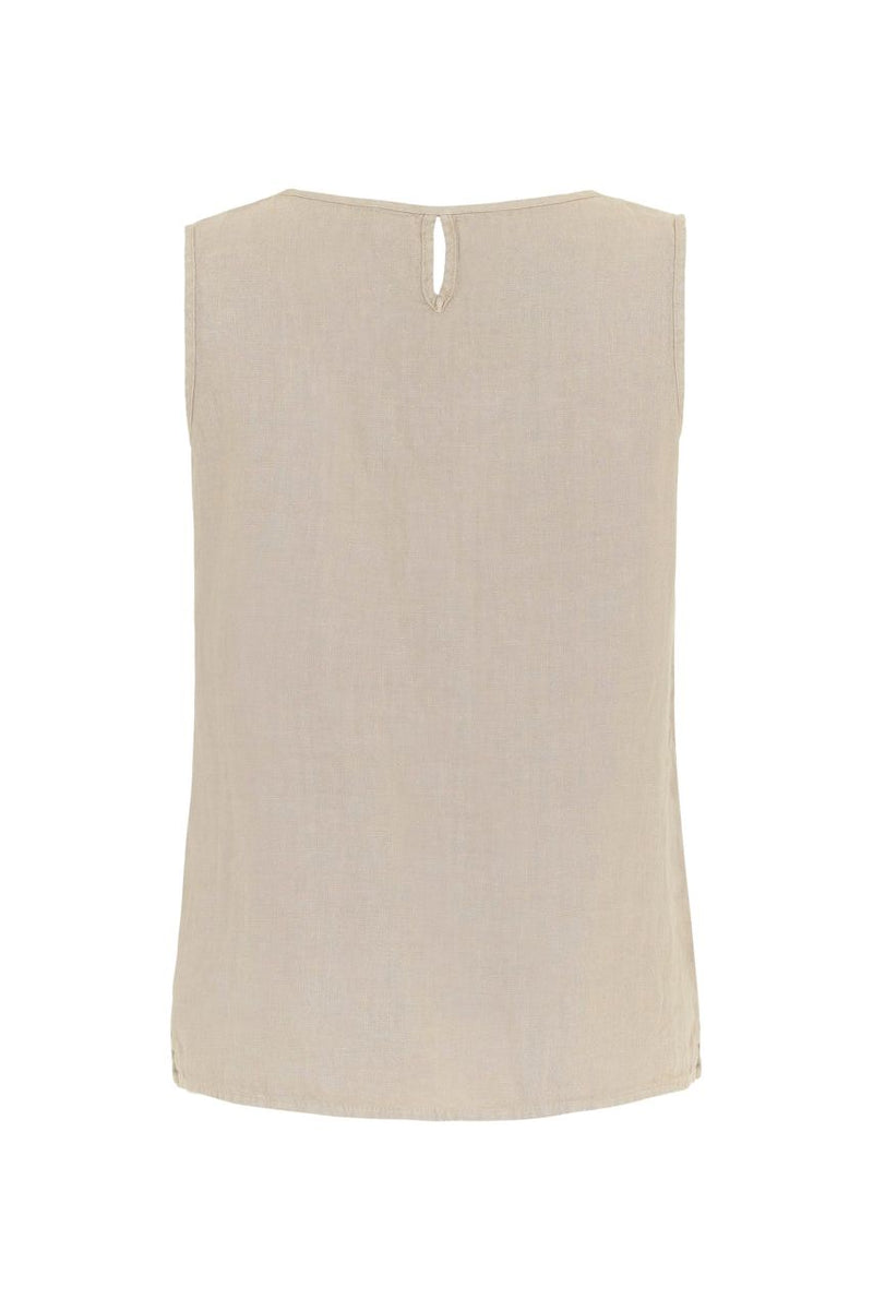 Dolcezza Linen Tank Top - Style 24250, back, beige