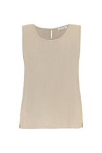 Dolcezza Linen Tank Top - Style 24250, front, beige