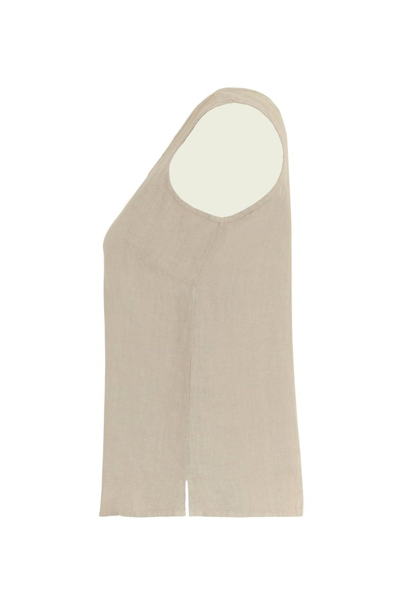 Dolcezza Linen Tank Top - Style 24250, side, beige