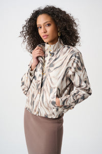 Joseph Ribkoff Foiled Faux Suede Animal Print Jacket - Style 263944