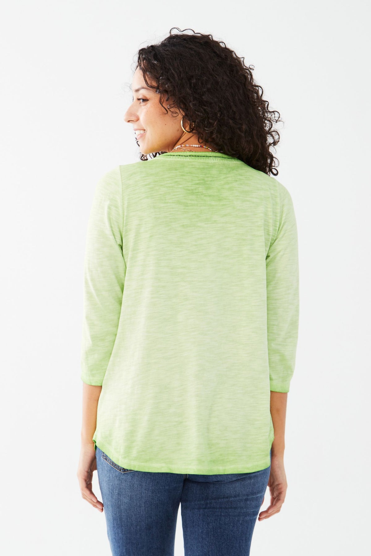 FDJ 3/4 Sleeve Top - Style 3107476, back, green