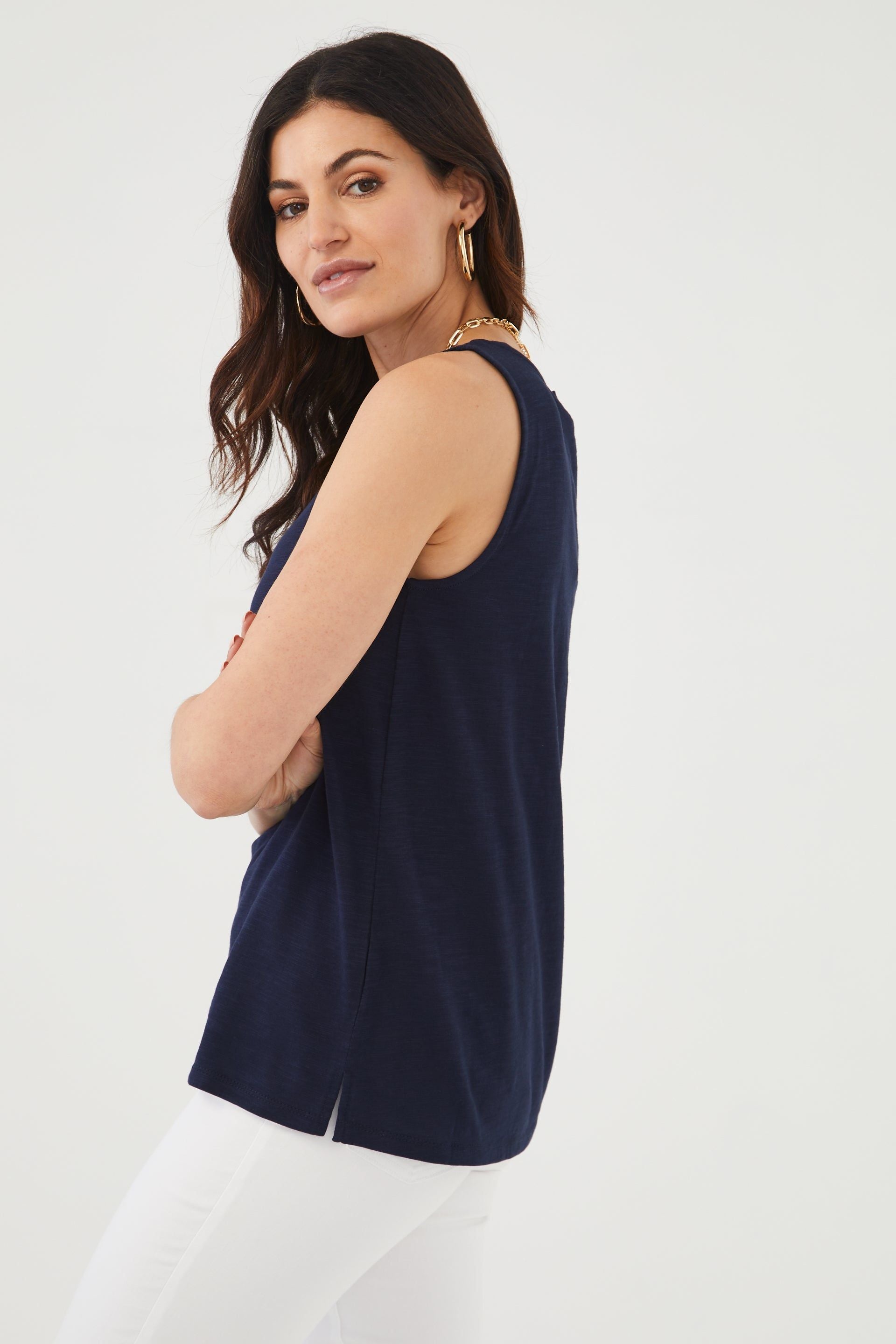 FDJ Tank Top - Style 3008476, side, navy