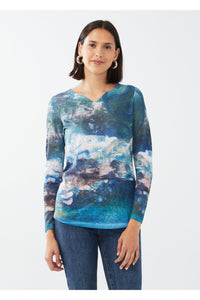 FDJ Notch Neck Top - Style 3305451, front