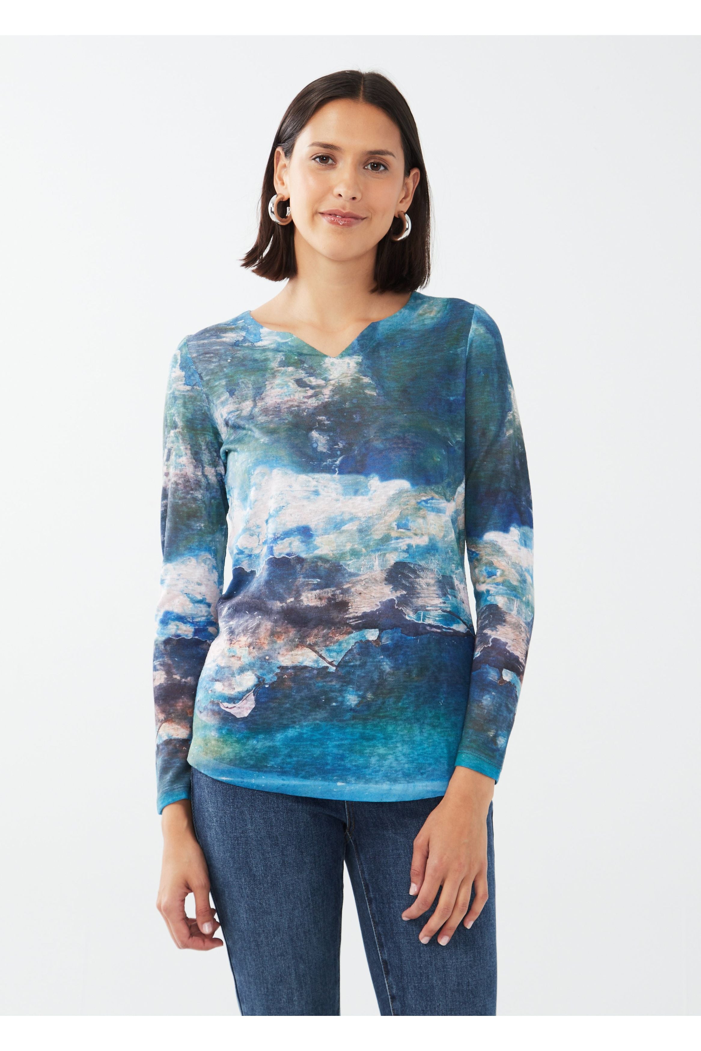 FDJ Notch Neck Top - Style 3305451, front