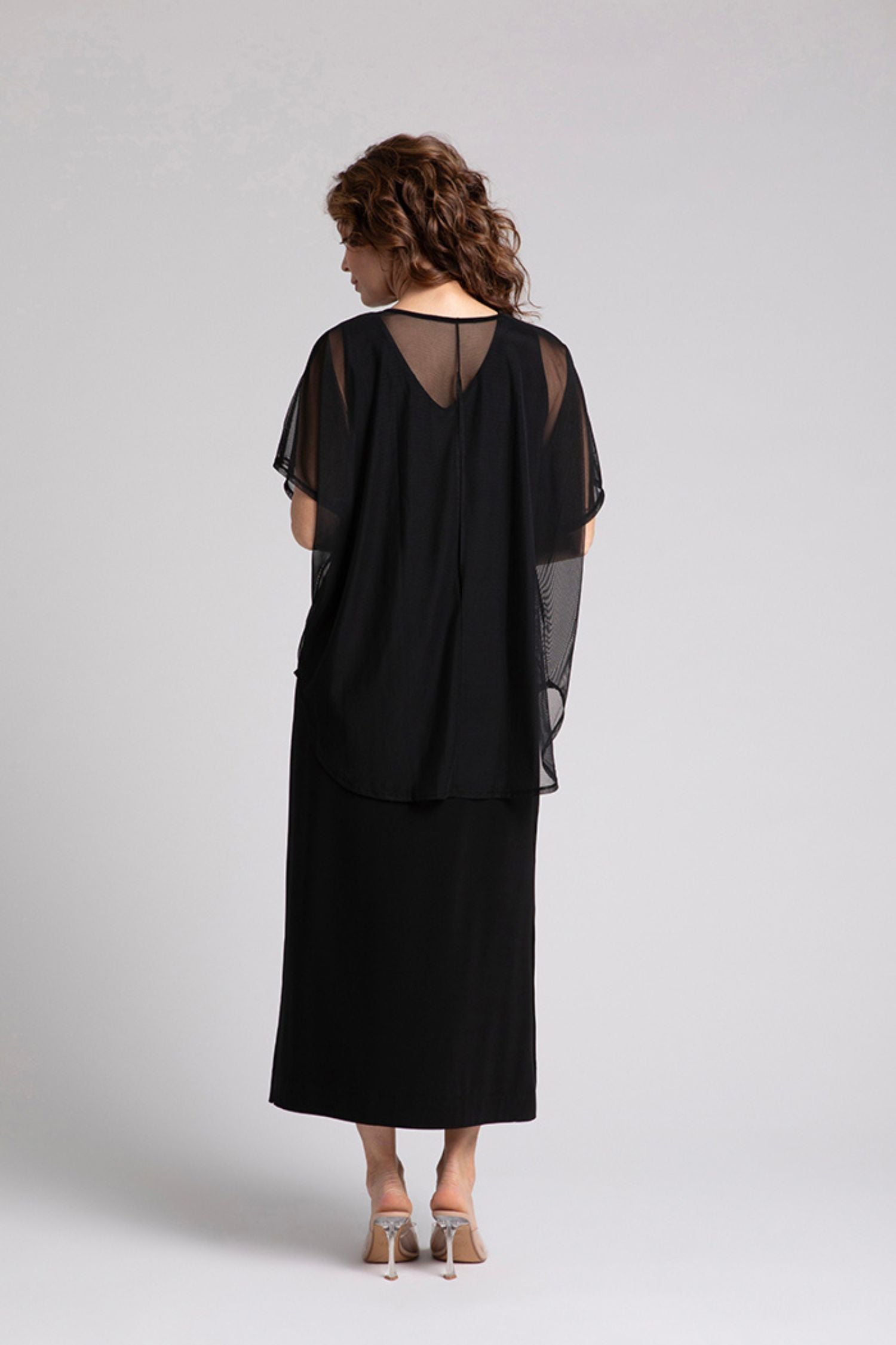 Sympli Mesh Slit Back Tunic - Style 3325-0, back, black